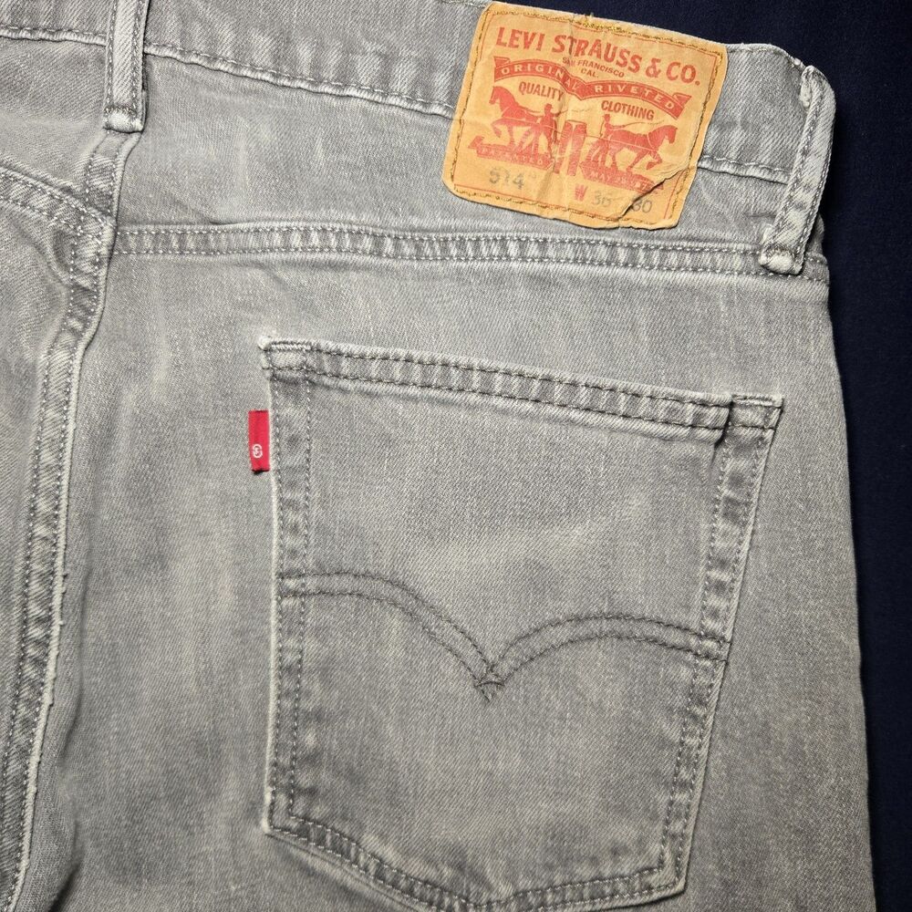 Levi’s 514 Blank Red Tab Men’s Jeans 36x30 Gray Faded Straight Fit Distressed